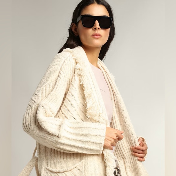 Golden Goose Journey Knit Belted Cardigan Yarn Cotton Mix Papryus Sweater - Picture 1 of 16